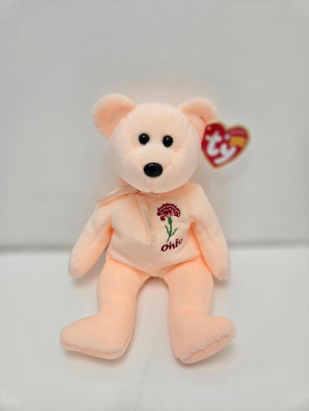 Ty Beanie Baby âOhio Scarlet Carnationâ the Ohio State Flower Exc (8.5 inch)